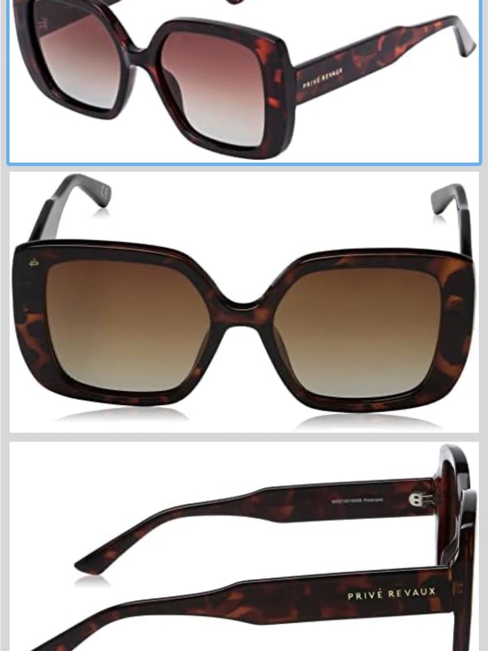 Privé Revaux Women’s Tortoiseshell Square Sunglasses - Brown Gradient